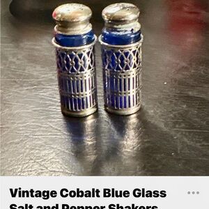 Cobalt Blue Glass Salt and Pepper Shakers